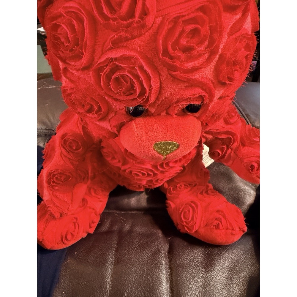 Build A Bear Workshop BAB Red Rose Floral Valentine's 14" Plush Teddy Bear